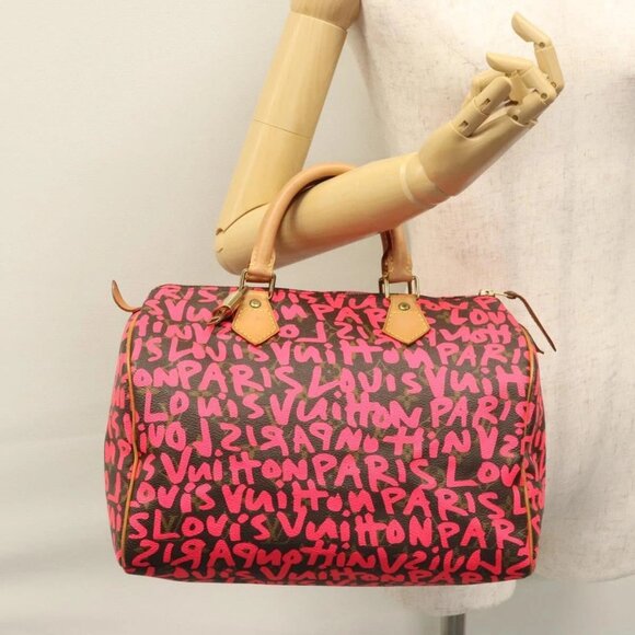 LOUIS VUITTON Monogram Graffiti Speedy 30 Hand Bag Pink - Picture 1 of 14